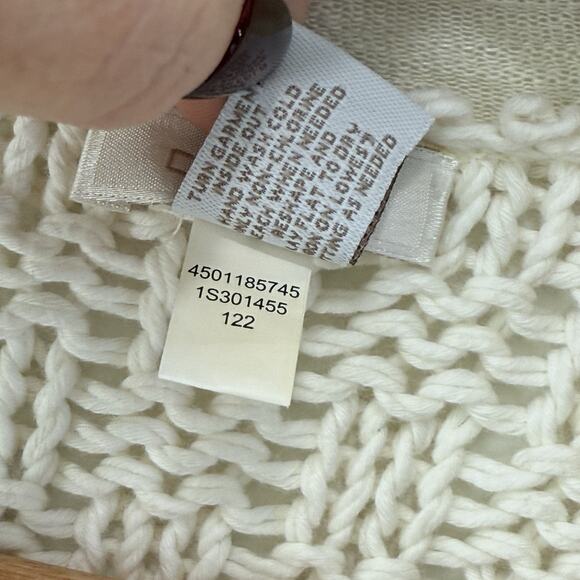 Chico's Crochet Knit Open Cream Waterfall Cardigan Sz L 2 Cotton Old Money Work - Picture 5 of 7